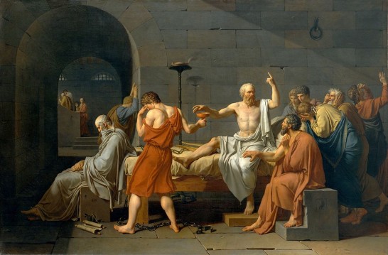 ソクラテスの最期を描いた『ソクラテスの死』（ジャック＝ルイ・ダヴィッド画、1787年）