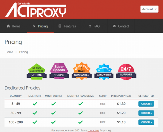 Pricing ActProxy